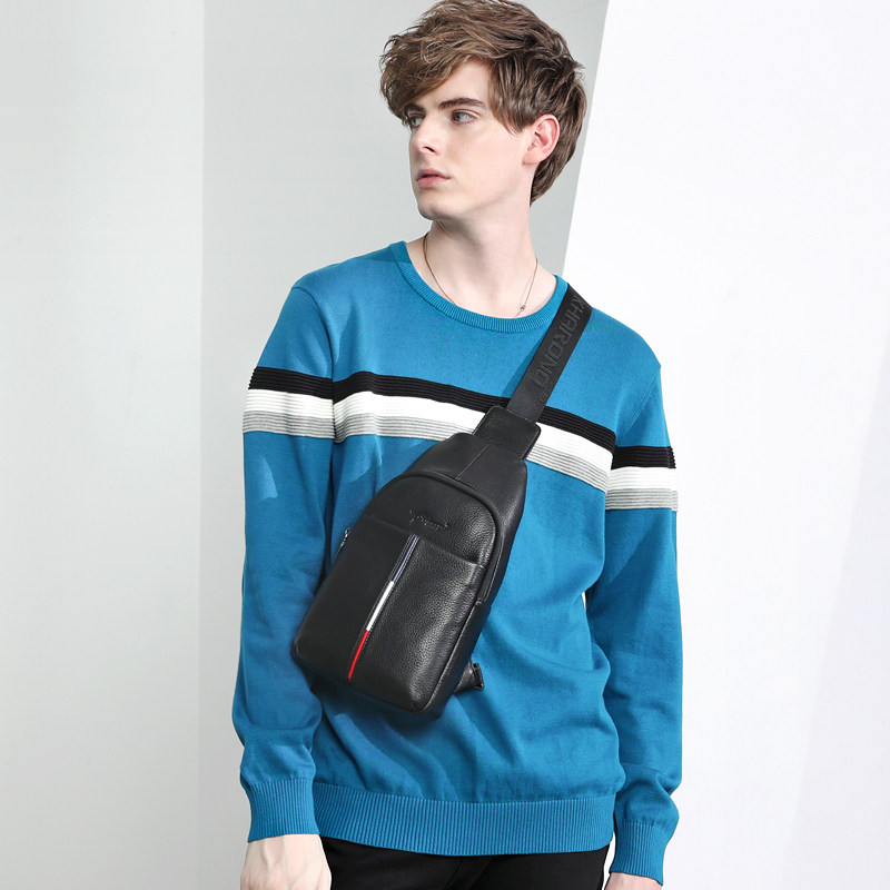 卡欧诺袋鼠胸包真皮男士休闲单肩包 kharono男士包袋