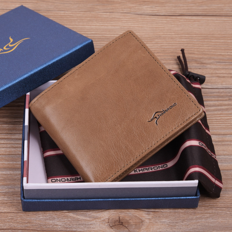 卡欧诺袋鼠男士短款头层牛皮潮钱包 kharono钱包
