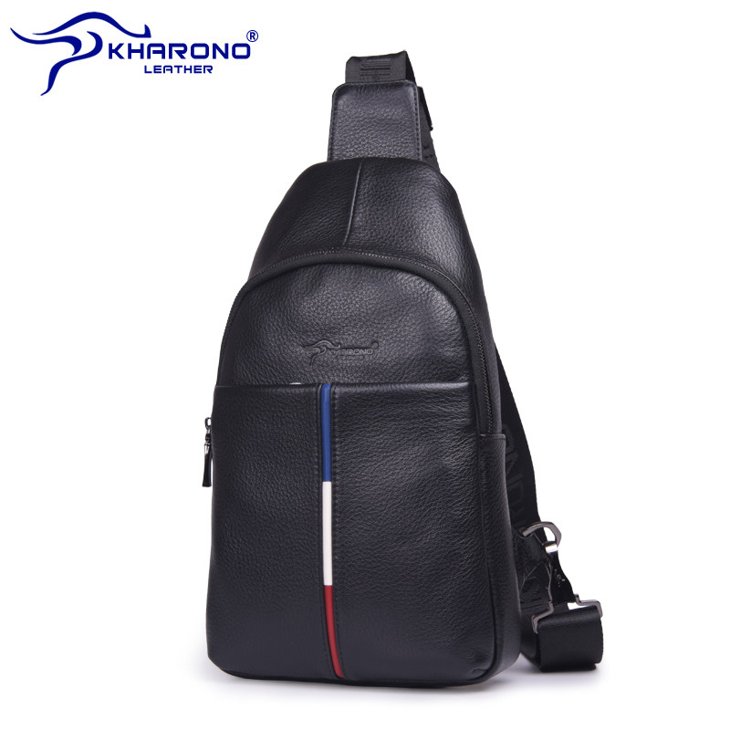 卡欧诺袋鼠胸包真皮男士休闲单肩包 kharono男士包袋