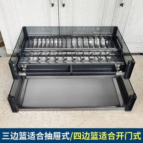 飞鸥厨房厨柜三层套装拉篮抽屉式橱柜内置碗碟调料工具篮置物架 - 图0