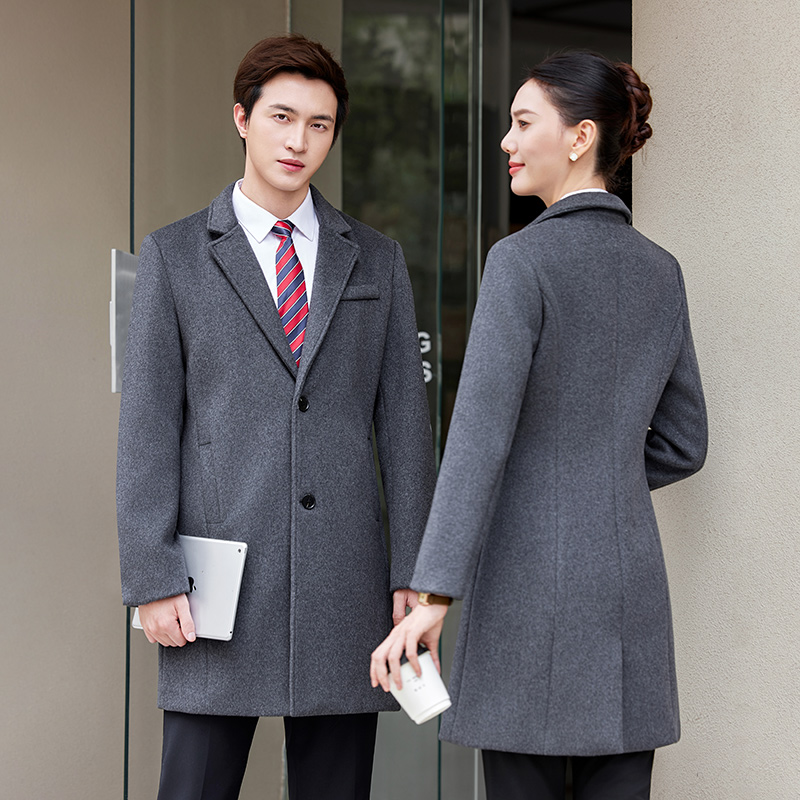 高端灰色中长款羊毛大衣女加厚气质毛呢外套奔驰华为问界同款工装 - 图3