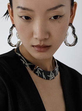 CHUWU 瓷系列 黑珐琅竹纹项圈 新中式设计小众高级感大项链