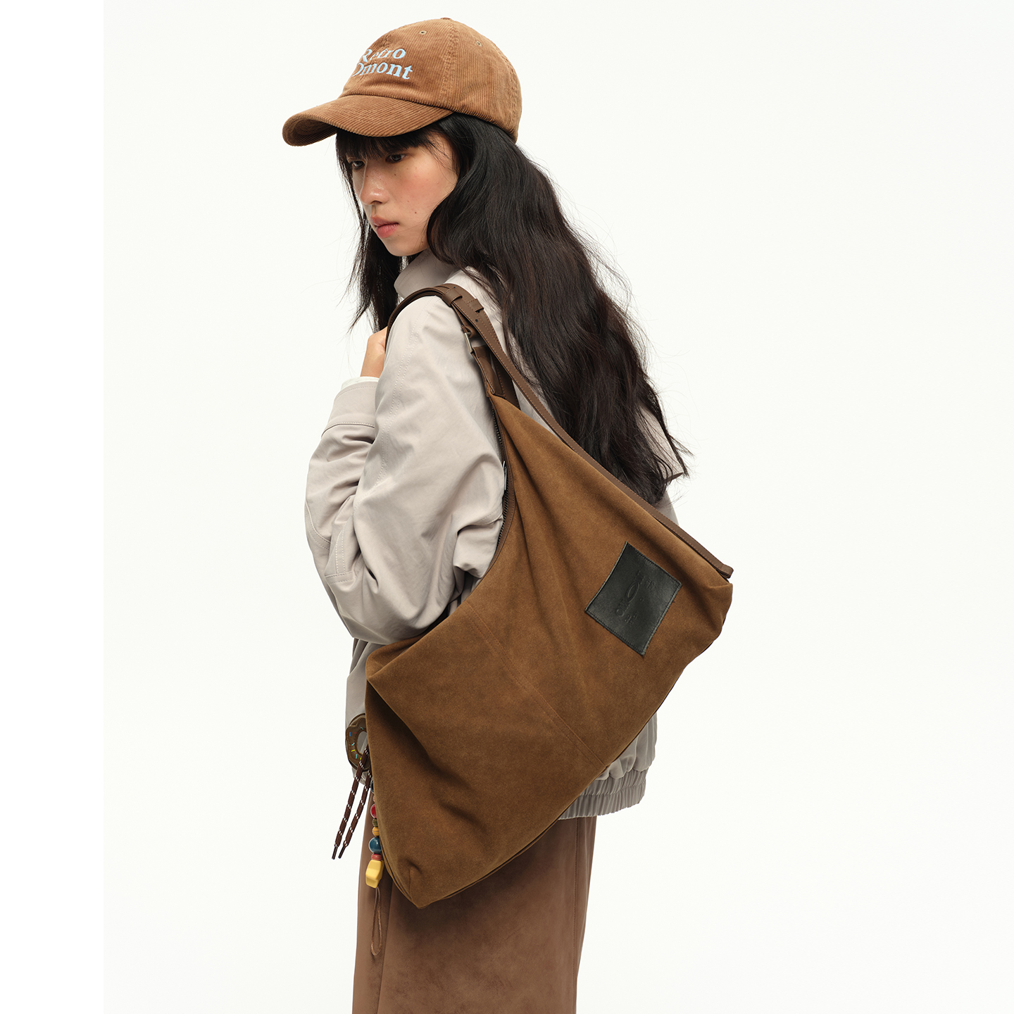 omont蛋挞家复古麂皮绒通勤休闲百搭秋冬新款单肩包腋下包 - 图2