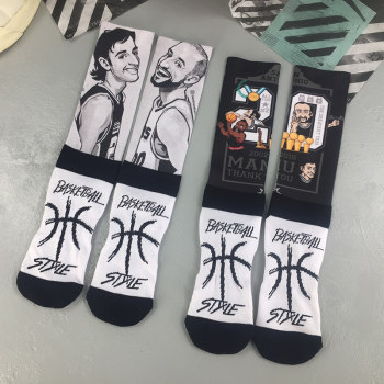 Demon Swords Manu Ginobili Socks San Antonio Spurs ພິມຜ້າຂົນຫນູກາງທໍ່ລຸ່ມ ຖົງຕີນກິລາ ຖົງຕີນກິລາ