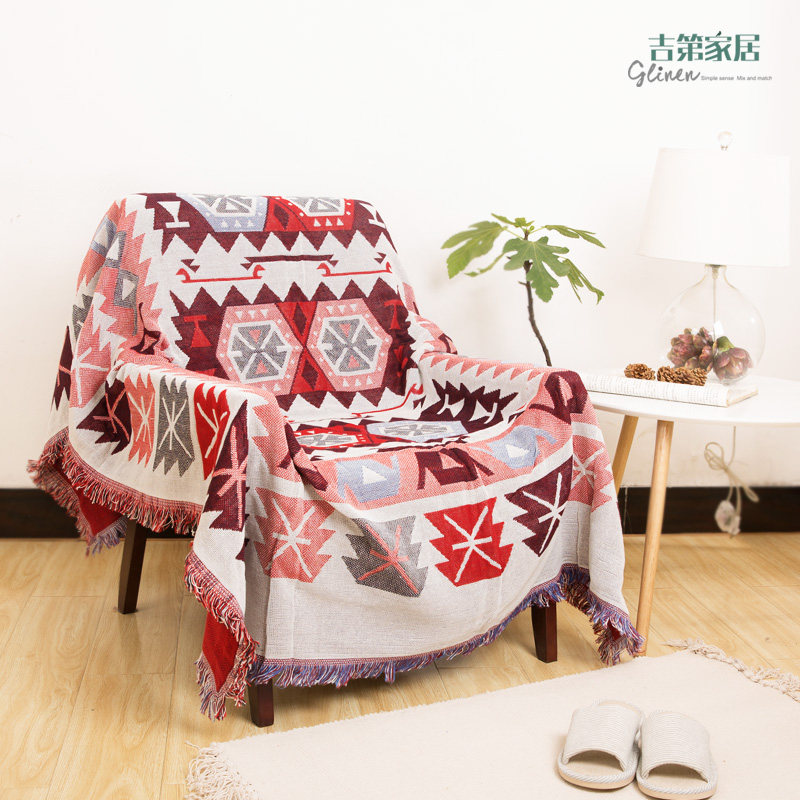 加厚棉线一片式沙发巾全盖布盖毯透气套罩民宿床尾巾装饰毯子四季,淘宝优惠券,粉丝福利购,淘宝优惠卷