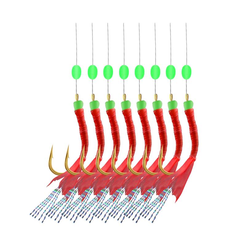 虾皮串钩钓组鱼钩翘嘴仿生串钩线组假饵抛竿套装亮片飞蝇白条钩