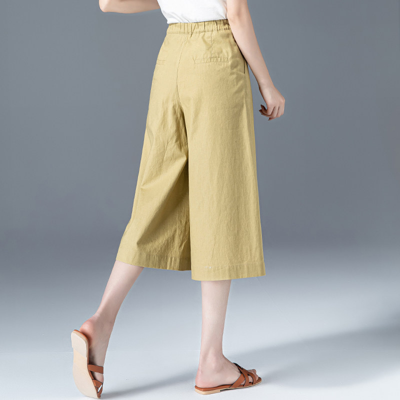 七分棉麻阔腿裤夏薄款新款休闲裤 凌丹娜休闲裤