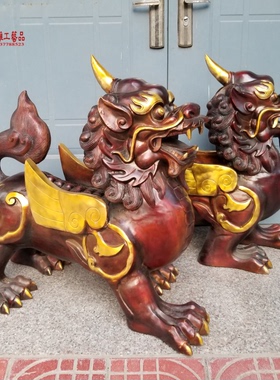 纯铜鎏金彩绘貔貅神兽定做摆件