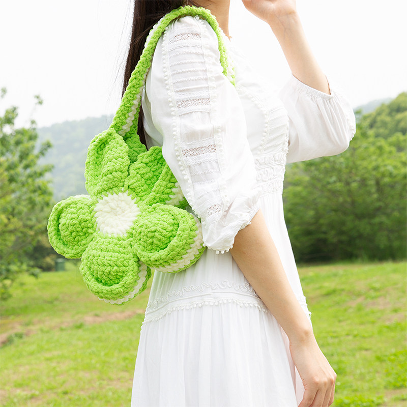 冰条线花朵手工自制diy编织勾线钩针毛线手提单肩包包单肩材料包,淘宝优惠券,粉丝福利购,淘宝优惠卷