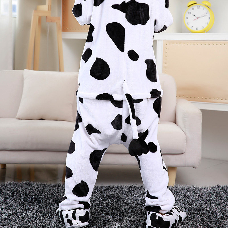 秋冬款奶牛动物卡通连体法兰绒睡衣 一阳指服饰睡衣/家居服套装
