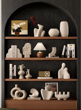 新中式电视机柜酒柜摆件书柜背景柜书架禅意宋代美学艺术品装饰品