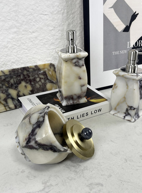 奢华高端天然石材卫浴套装摆件