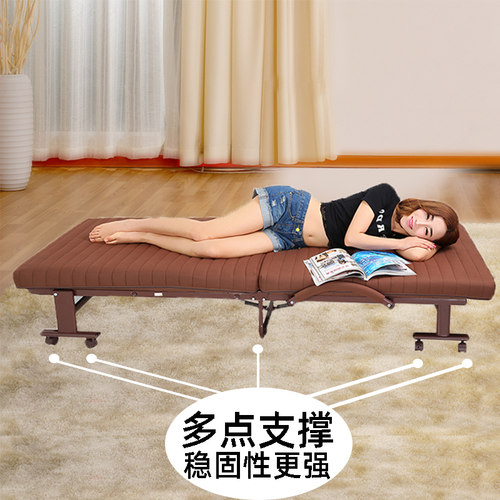欧莱特曼双H脚单人双人折叠床 办公室午休午睡陪护酒店保姆休息床 - 图1