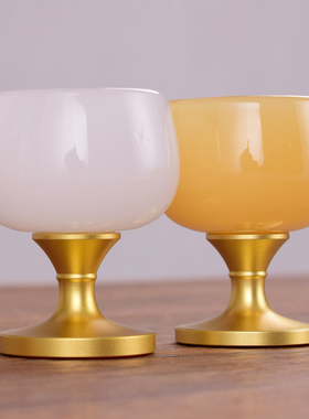 供奉酒杯仿玉石头财神供杯