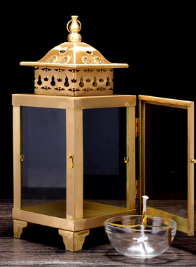 黄铜供奉仿古家用防风油灯