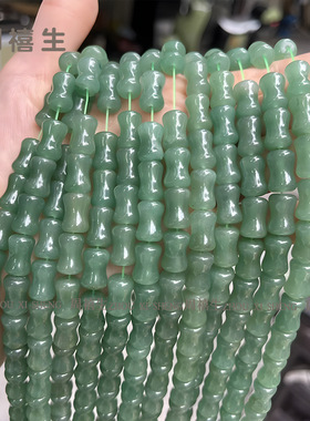 天然绿东陵玉散珠老型珠手串竹节珠子算盘珠半成品diy货源