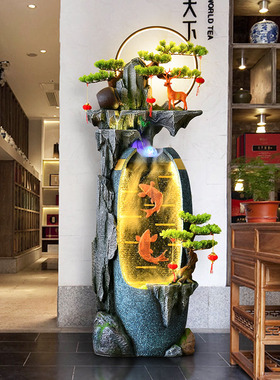 玄关造景假山流水落地摆件