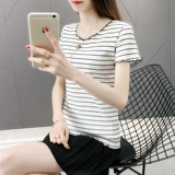 Трикотажный свитер, летняя футболка с коротким рукавом, по фигуре, в западном стиле