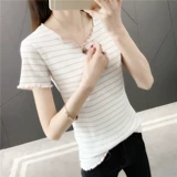 Трикотажный свитер, летняя футболка с коротким рукавом, по фигуре, в западном стиле