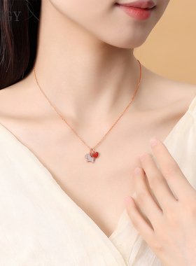 四叶草小马项链女款S925纯银小众