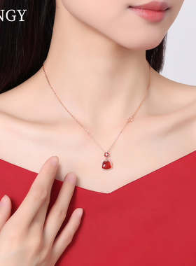 红玛瑙小萌马S925项链送女友礼物