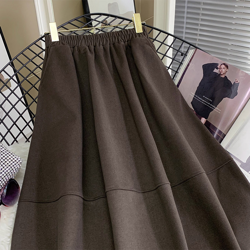 女秋2021新款高腰a字口袋配半身裙 意五分半身裙