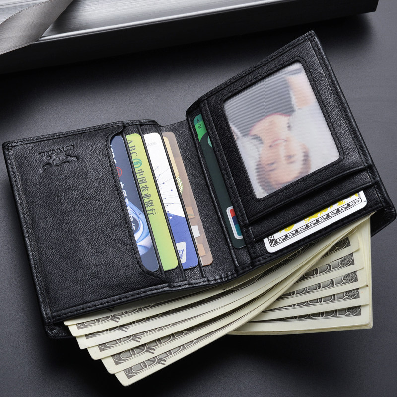 七匹狼短款真皮正品2019新款钱包 septwolves赤古钱包