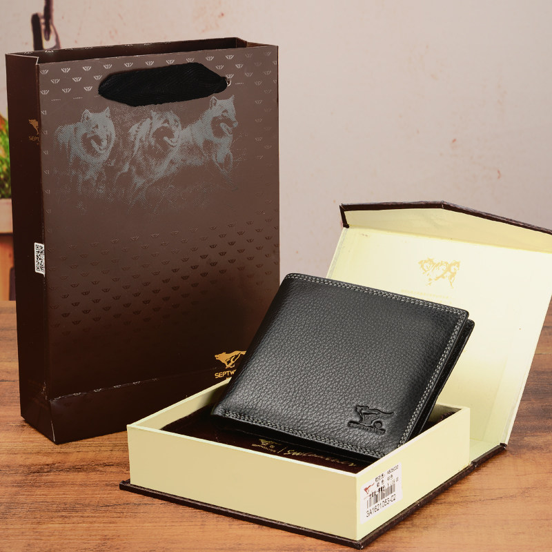七匹狼短款真皮官方旗舰店新款钱包 septwolves赤古钱包
