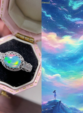 3.6更新【一物一图】s925纯银戒指欧泊彩宝戒指环饰品非洲欧泊