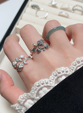 【繁花系列】s925纯银镂空戒指女款轻奢素圈小众设计食指戒指环