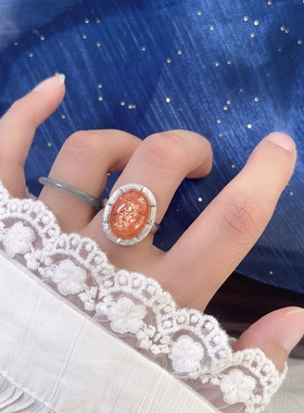 8.30更新金太阳戒指s925纯银爱心复古可调节指环饰品女礼物彩宝