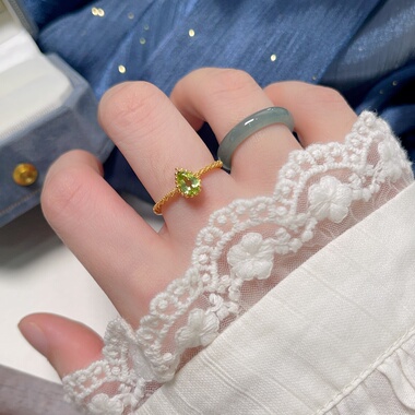 8.18更新【橄榄石透辉石合集】s925纯银橄榄石戒指女指环可调节