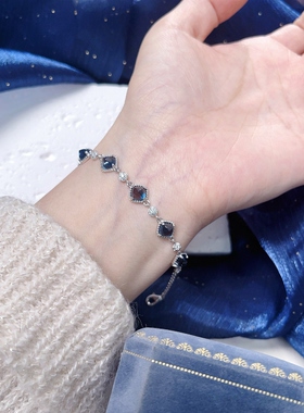 【糖塔系列】s925纯银天然石榴石托帕石葡萄石粉晶手链精致礼物