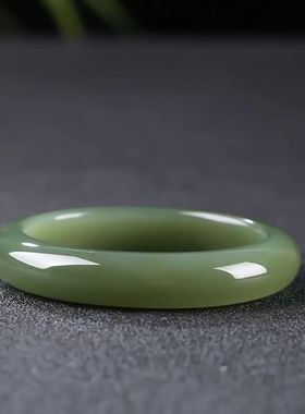 新疆复古中宽金丝玉浓郁青水色女款玉镯青绿色百搭手镯