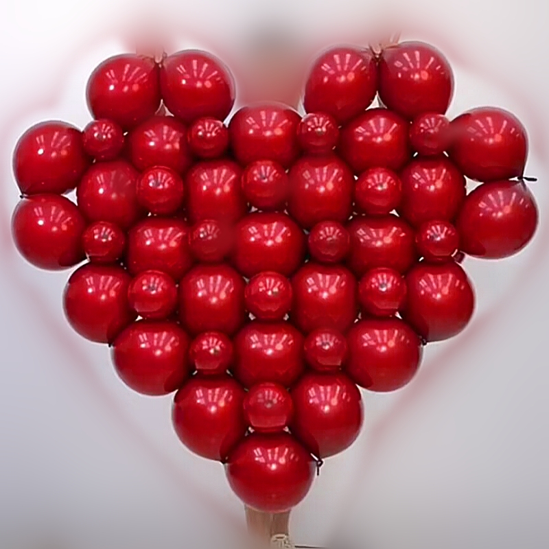 网红双层宝石红气球10寸6寸结婚房布置爱心形针尾巴球酒红石榴红 - 图2