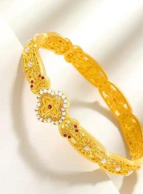 花丝琳琅沙金手镯黄金色