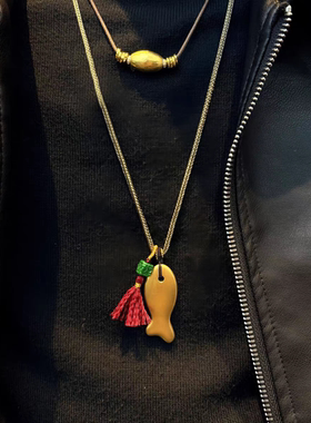 传承沙金女项链鱼你一起网红轻奢小众设计超仙气质潮流锦鲤项链女