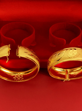 薄款新娘镀金龙凤镯子正