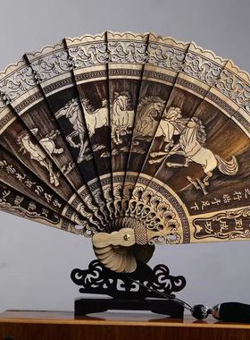 木雕扇子复古风摆件家居饰品送礼