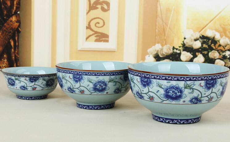 品闽冠福陶瓷碗青花瓷餐具套装米饭碗汤碗泡大中小面碗儿童饭碗