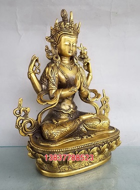 黄铜精工密宗四臂观音藏传多罗观音菩萨像救度佛母桌面工艺摆件