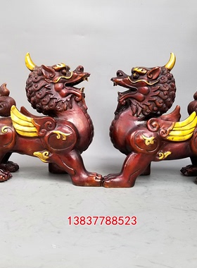 黄铜貔貅望天吼独角兽天禄貔貅一对金翅铜貔貅装饰工艺摆件定制