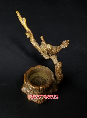 纯铜喜鹊登梅倒流香工艺摆件