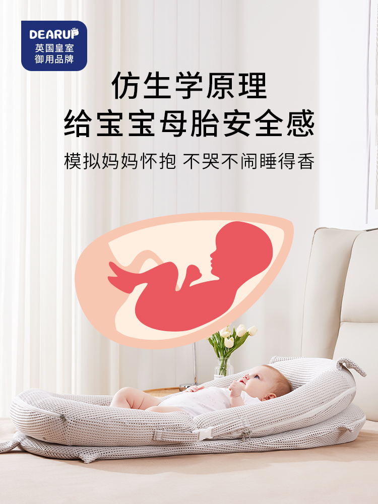 dearup床中床新生婴儿睡觉安抚防惊跳防吐奶斜躺床宝宝落地醒神器 - 图1