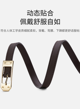 意大利小帆船女棕色合金针扣皮带
