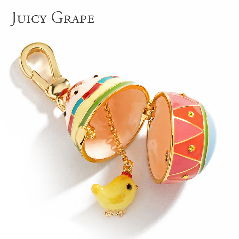 Juicy 项链吊坠可爱复活节彩蛋小黄鸡趣味本命年吉祥物挂坠 Grape Juicy 项链吊坠可爱复活节彩蛋小黄鸡趣味本命年吉祥物挂坠 Grape