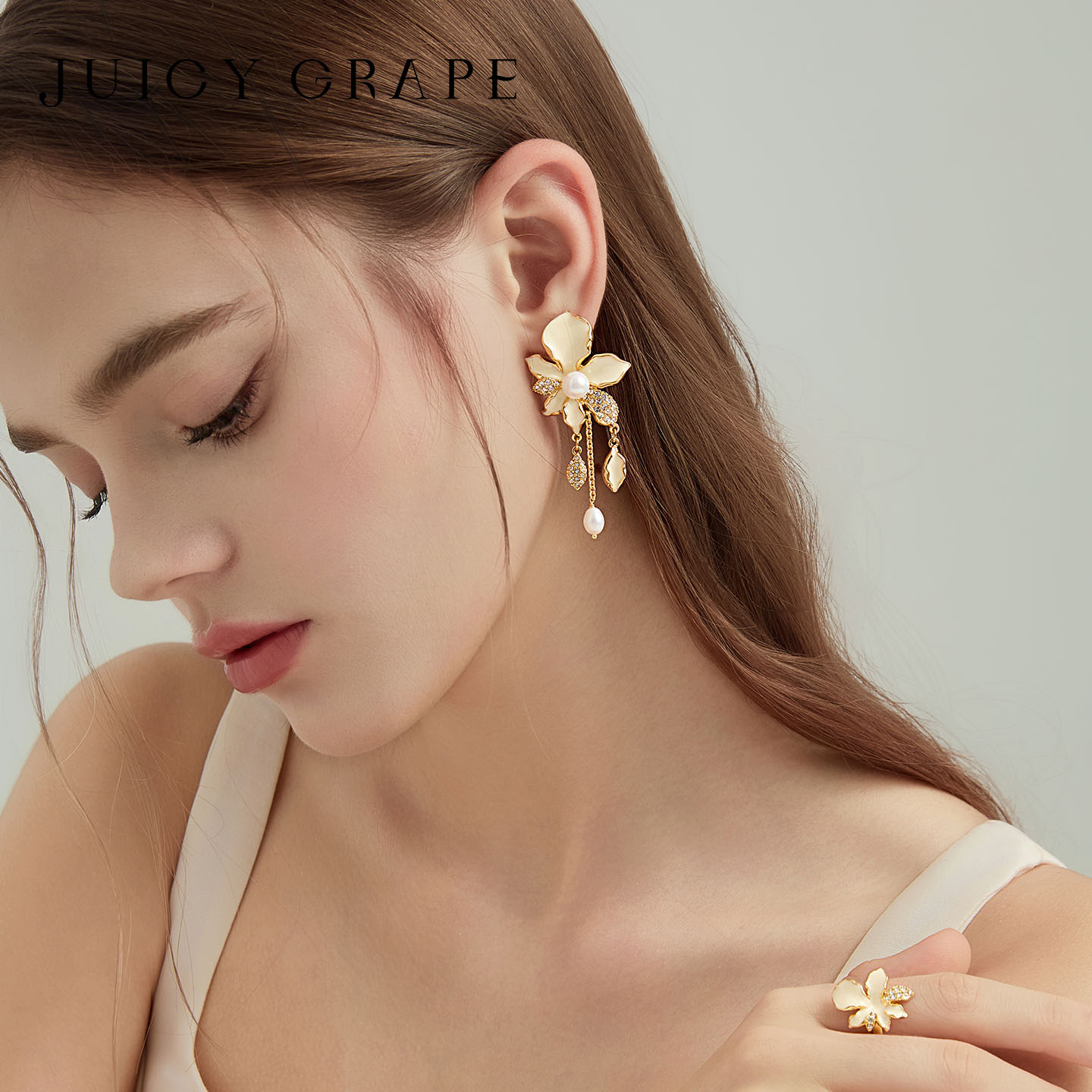 JuicyGrape flower bloom necklace bracelet ring bracelet jewelry set girlfriend birthday gift