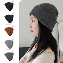 Autumn-winter knitted hat not easy to get up the ball minimalist black mens head circumference fashion cold hat warm pure cotton wool line hat woman