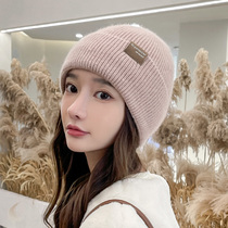 Thickened knit wool line cap woman winter warm plus suede cover head hat anti-chill windproof moon subhead cap cold cap hat