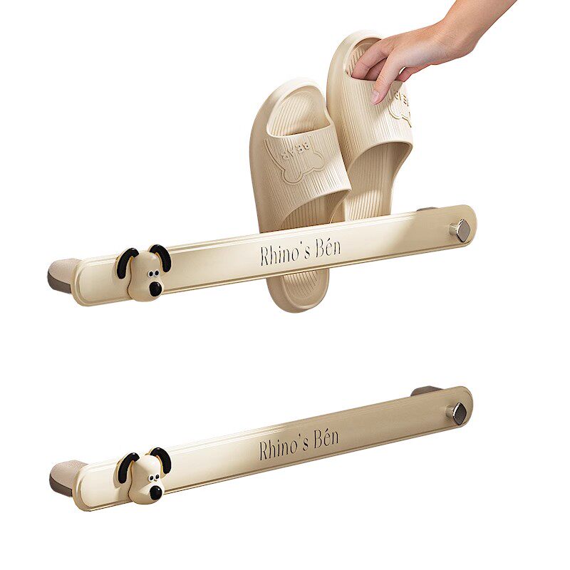 新款ABS免打孔浴室壁挂式拖鞋挂架置物架墙上毛巾挂架杆收纳神器